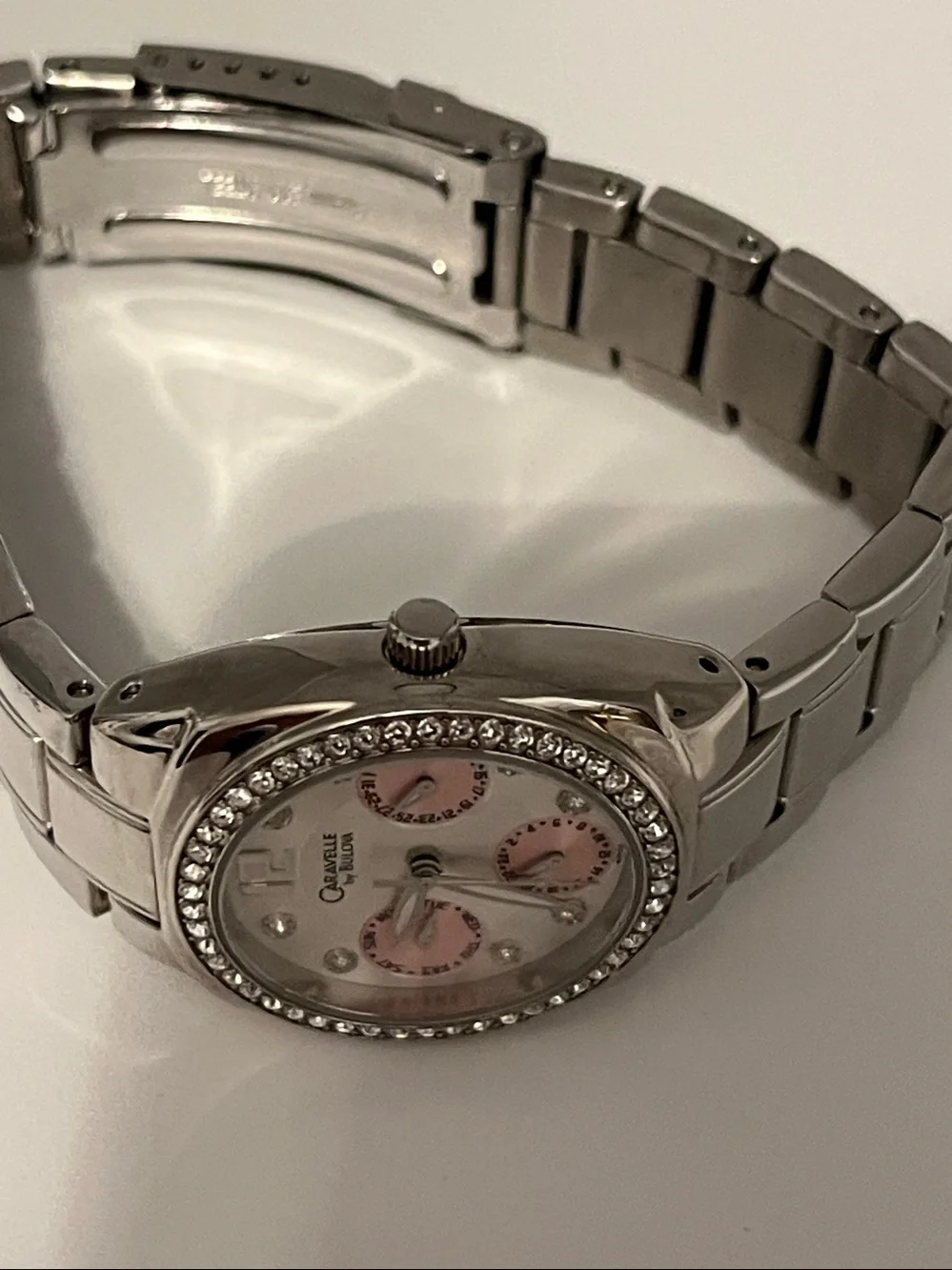 Caravelle by Bulova Crystal-Accent Watch - Silver with Pink Accent
